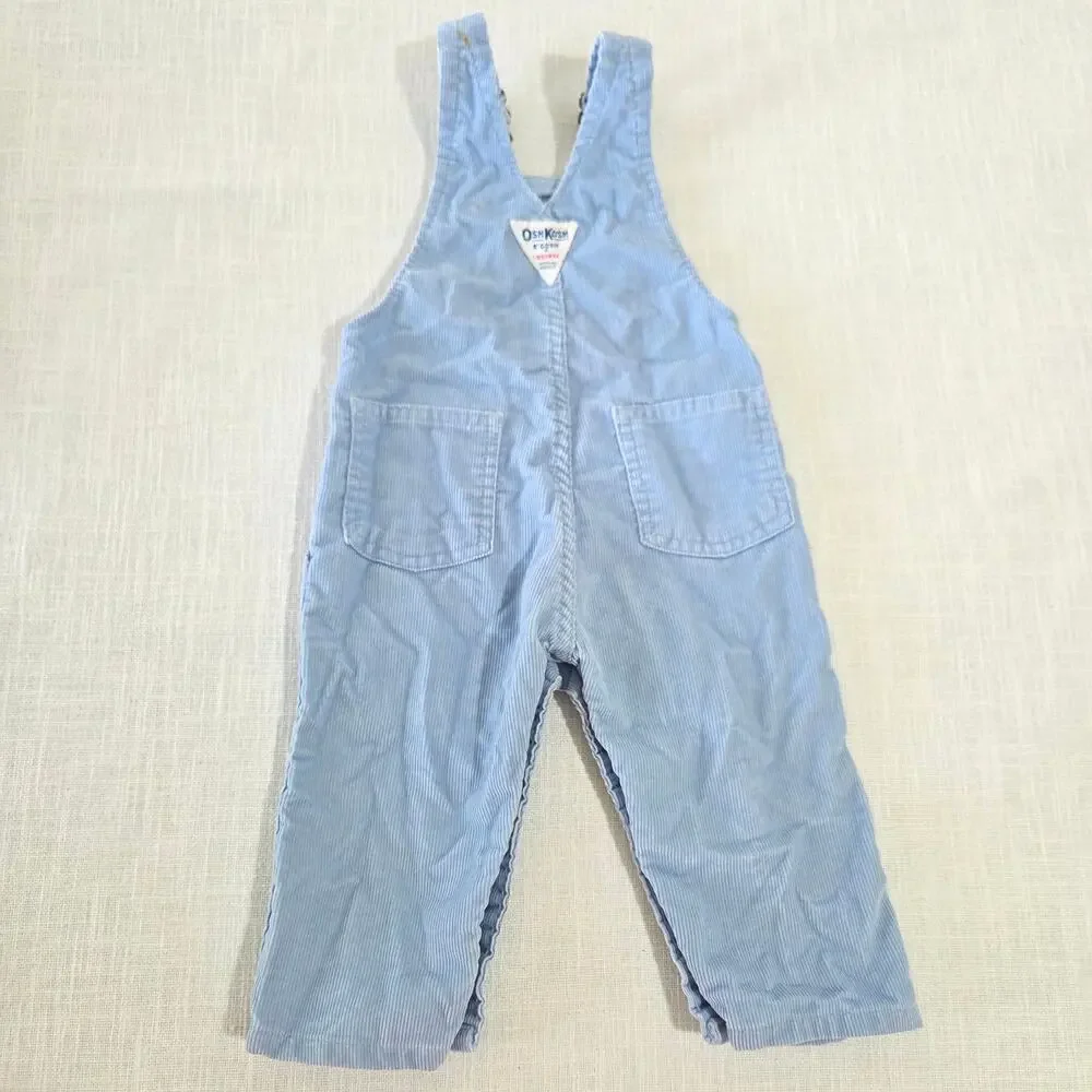Vintage 90s Oshkosh Blue Cord Overalls 9-12 months